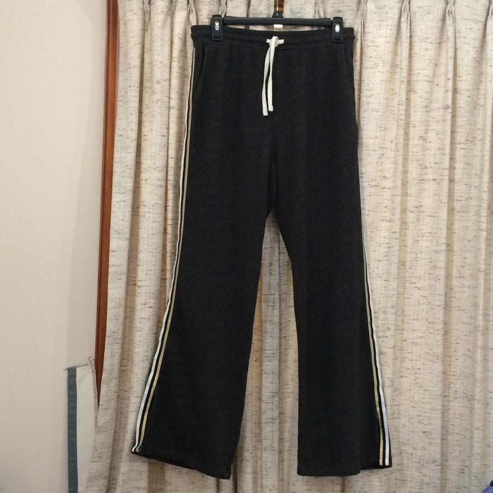 Sundry Metallic Side Stripe Split Hem Sweatpants